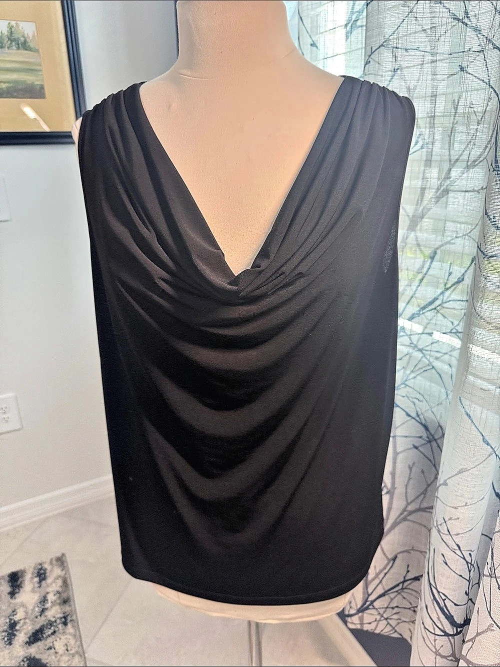 Calvin Klein Sleeveless Cowl Neck Top Black Size 1X